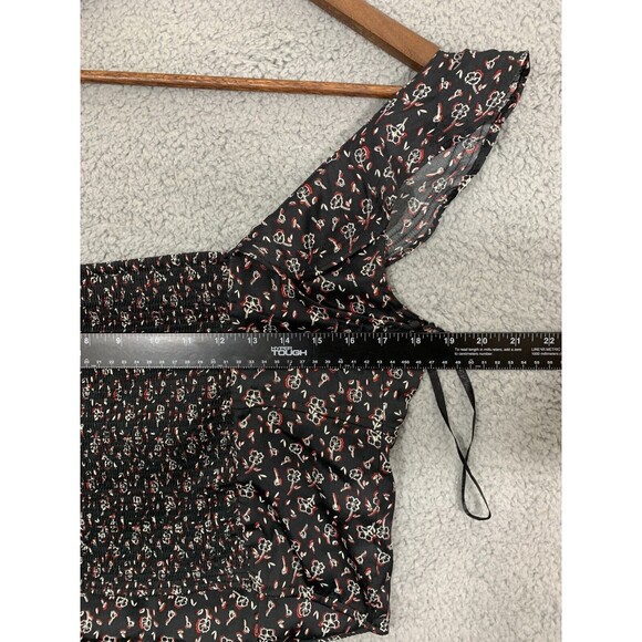 NWT FREE PEOPLE Merile Flutter Detail Ditzy Floral Smock Back Top Black Large - Picture 10 of 12